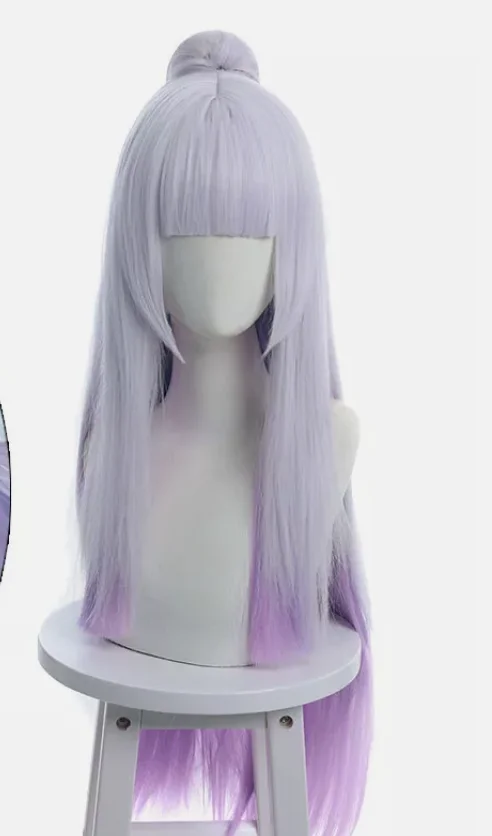 Pelucas de Cosplay Spirit Blossom Syndra, pelo sintético morado mezclado gris de 80cm