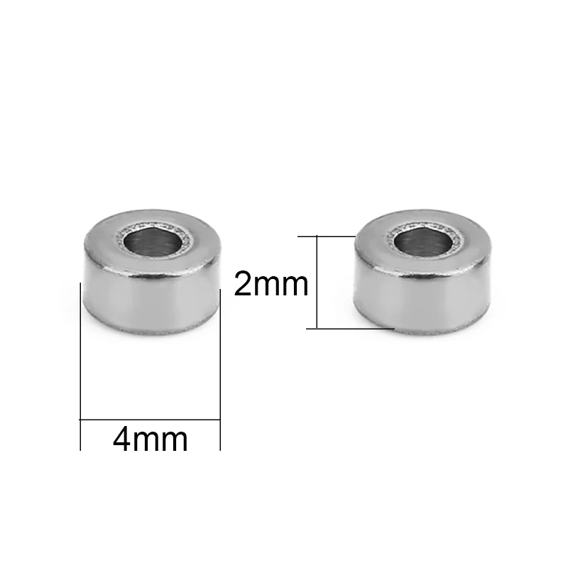 50pcs 2x4mm Round Stainless Steel Big Large Hole Spacer Beads Never Fade PVD Necklace Bracelet Beads For DIY Jewelry Findings