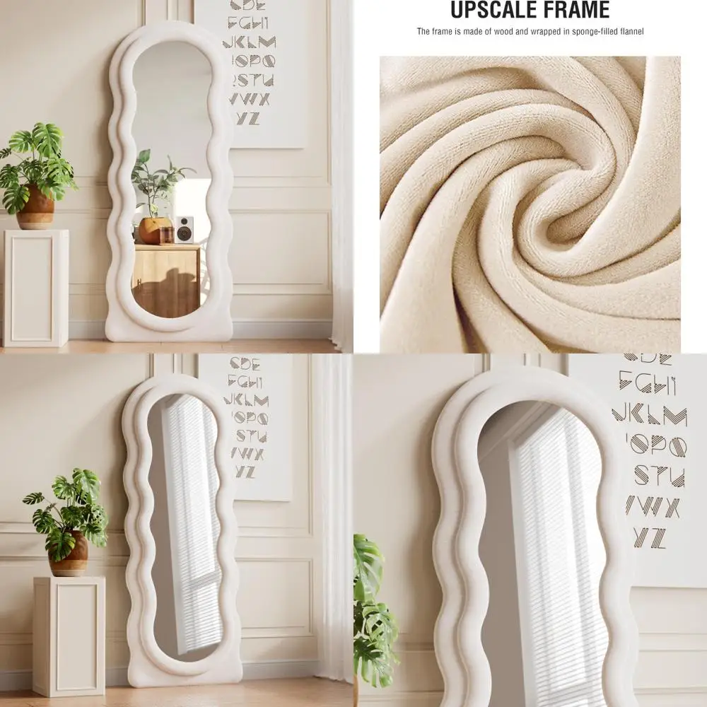 Full Length Wavy Mirror 63x24 - Lean or Hang Wall Mirror, Elegant Design for Home Decor
