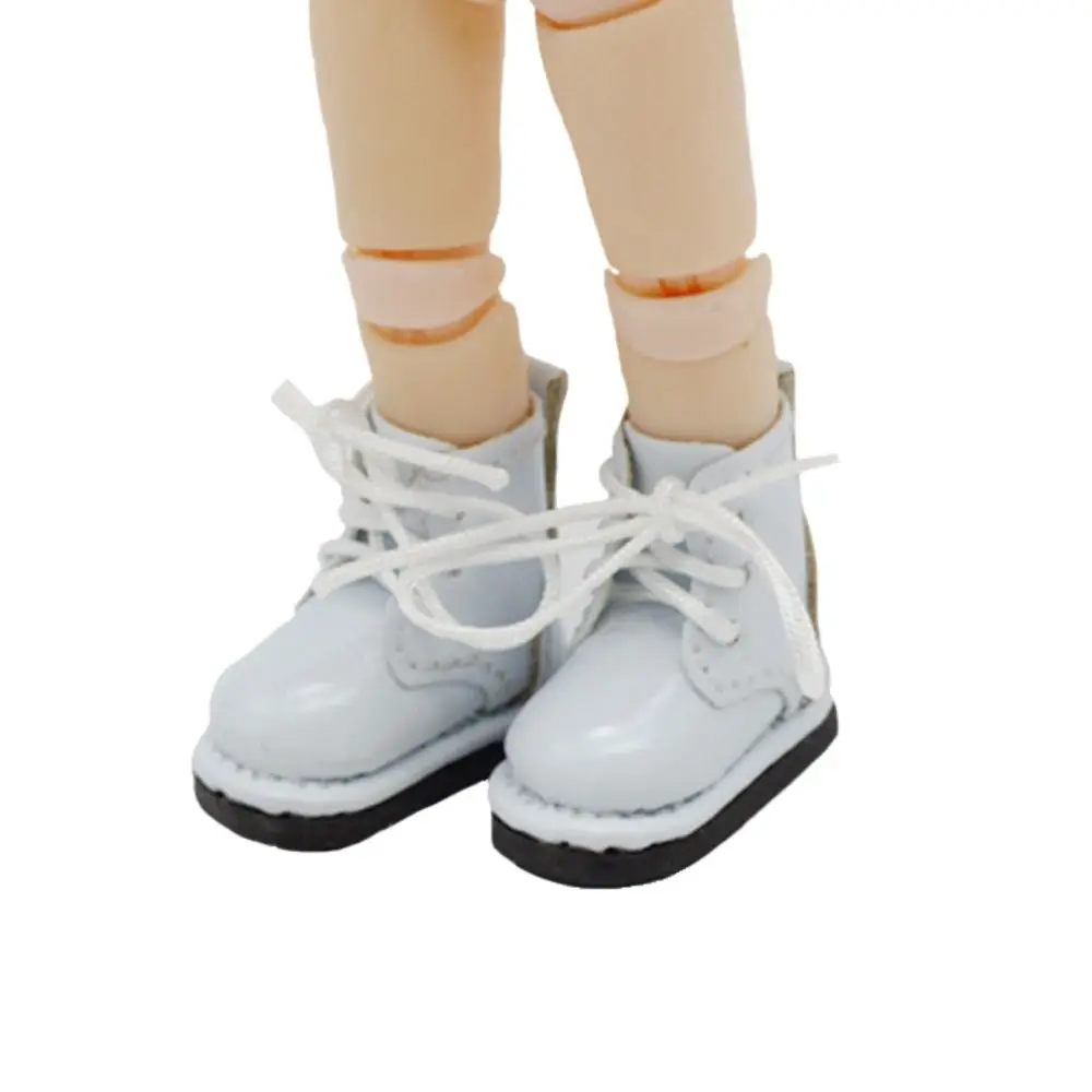 1 Para Wysokich Skórzanych Botków Obitsu 11 dla Lalki, Skóra PU Mini 1/12 BJD, Skórzane Buty dla Lalki Molly Casual 1/12 BJD, Botki Molly