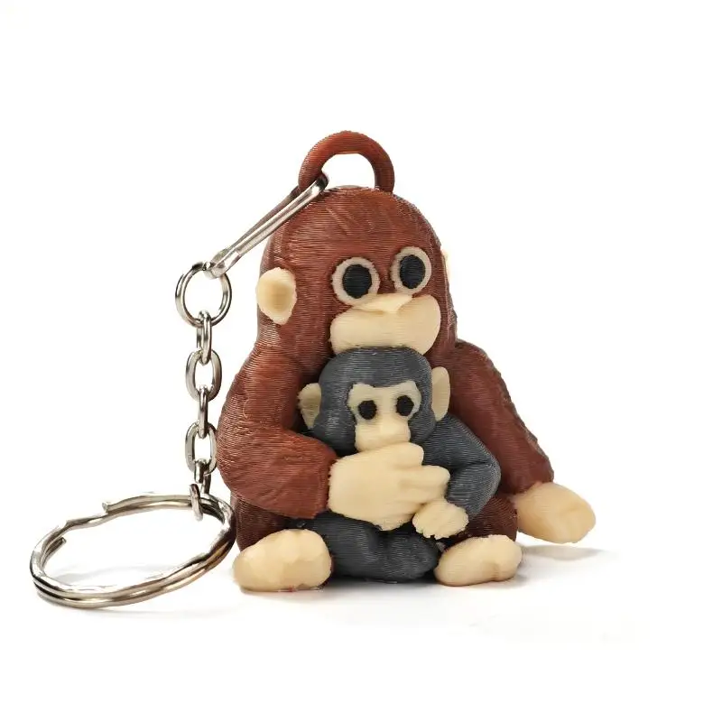 Cute Protect Punch The Monkey 3D Printed Keychain Cute Anime Peripherals Toy Car Key Ring Bag Pendant Decoration Friends Gift