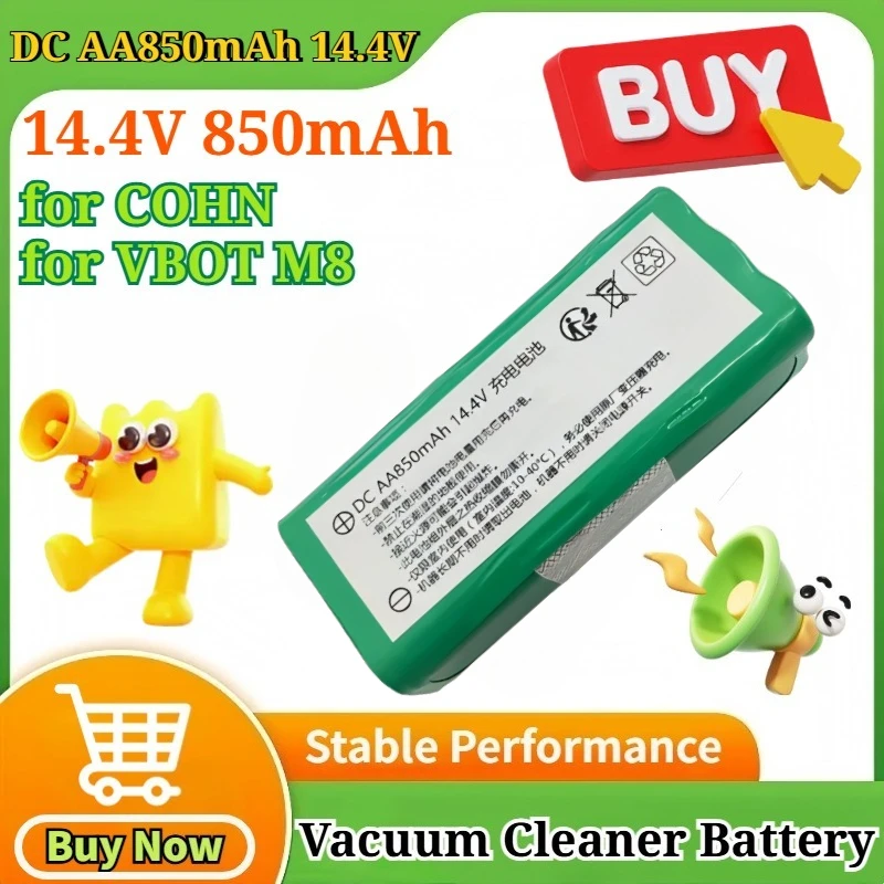 

New DC AA850mAh 14.4V 850mAh for COHN for VBOT M8 Rechargeable Ni-MH Battery Pack for Sweeping Robot Vacuum Cleaner High Quality