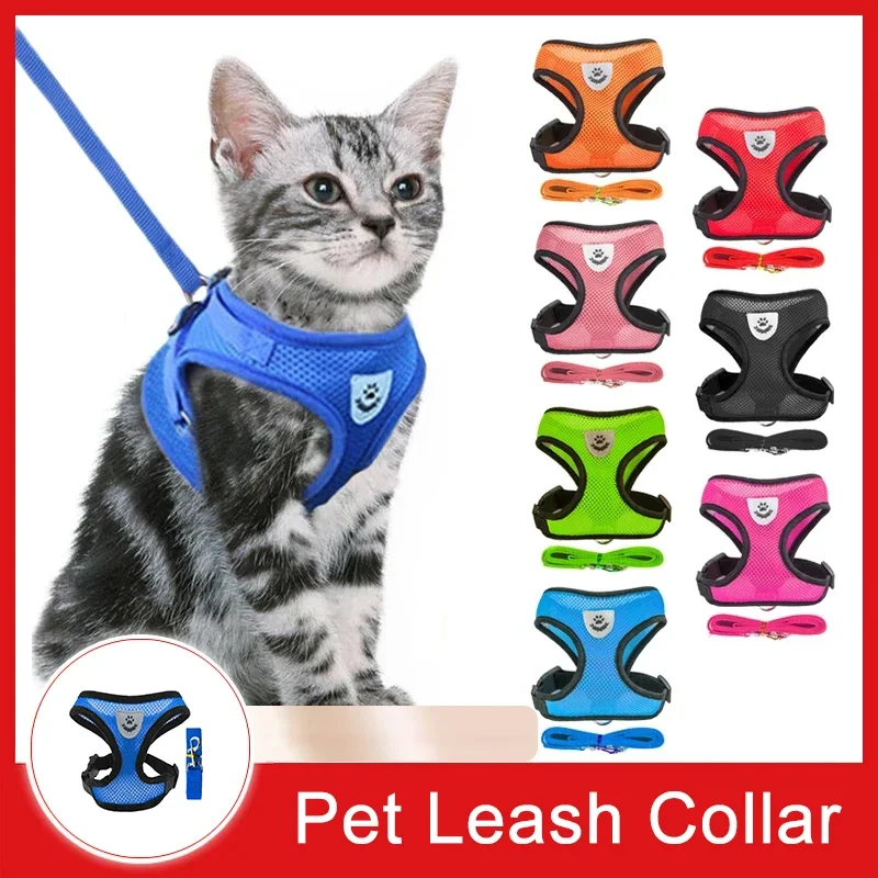 

Cat Harness Vest Walking Lead Leash Puppy Dogs Collar Polyester Adjustable Mesh Dog Harnes For Small Medium Pet Accessories