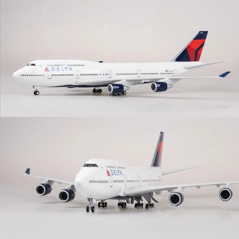 

1/150 Scale 47cm Airplane 747 B747 Aircraft DELTA Airline Model W Light and Wheel Diecast Resin Plane For Collection