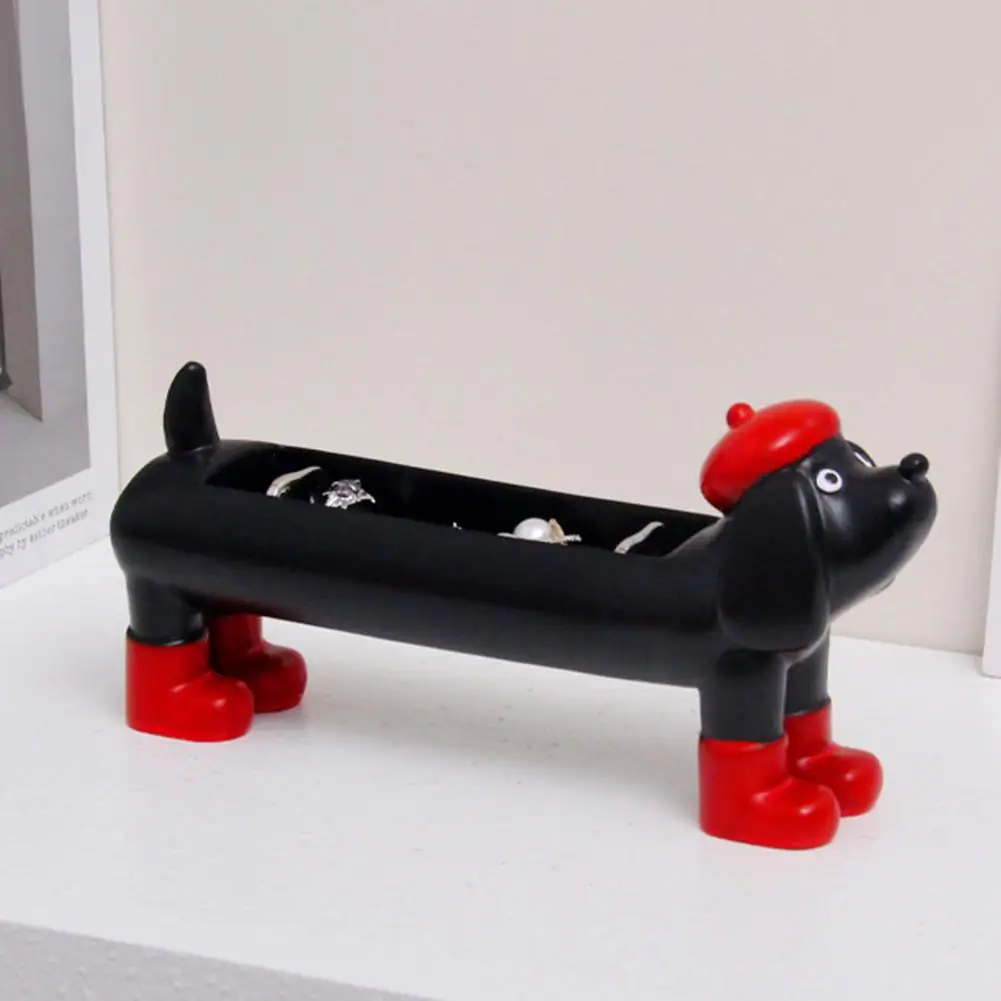 Organizador de accesorios para tocador, lindo soporte para anillos, caja organizadora de joyas con diseño de perro teckel, lindo organizador de almacenamiento para escritorio, moderno para anillos.
