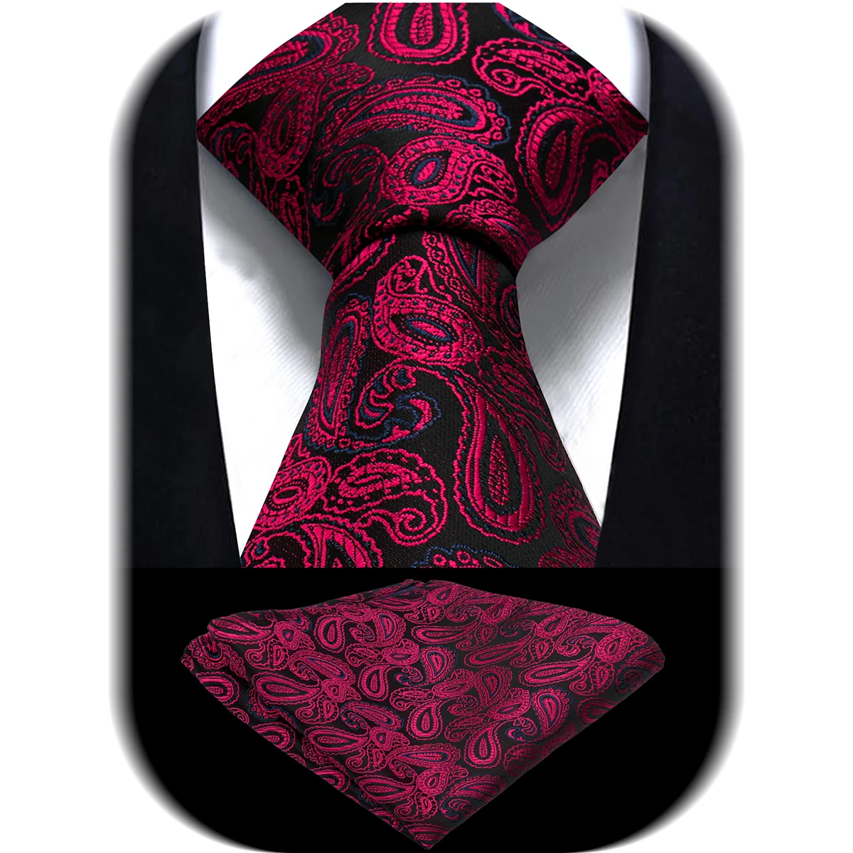 Tie Pocket Square For Men Business Set Necktie Handkerchief Set Jacquard Woven Floral Fashion Paisley Groom Groomsman Gifts