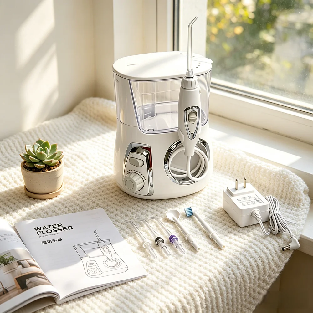 

Advanced Electric Countertop Dental Oral Irrigator Water Flosser 5 Nozzles 10 Modes 800ML Tank Prevent Tooth Decay