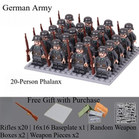 Free Baseplate! 20PCS WWII German Soldiers Building Blocks Set + Random Weapon Box | War Army Collection Children's toy gifts