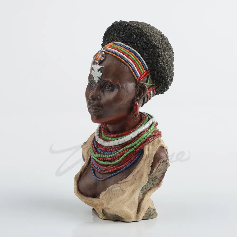 African Tribal SAMBURU Woman Bust Statue Resin Ethnic Figurine Exotic Home Office Decor Home Desktop Ornament Art Crafts Gift