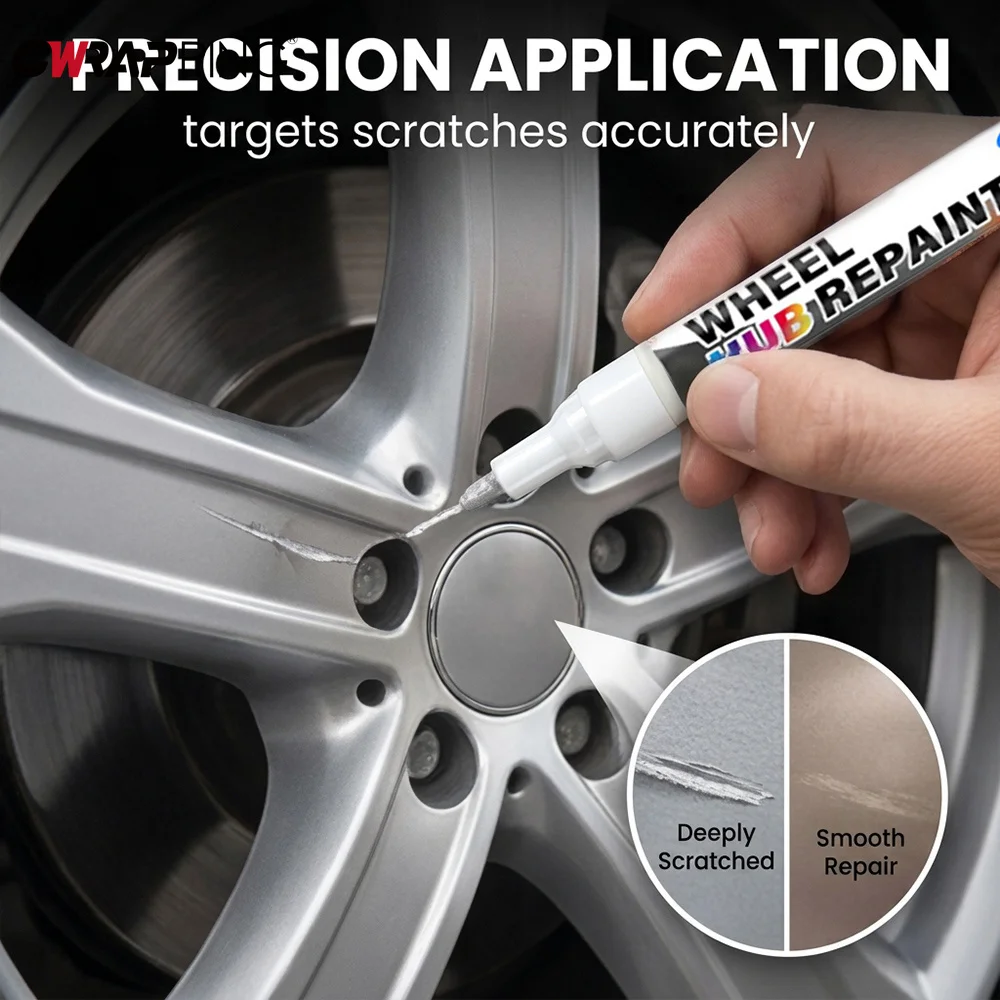 Silver Wheel Repair Paint Pen Alloy Rim Curb Rash Touch Up Marker Waterproof Anti Rust Auto Scratch Remover DIY Wheel Care Tools