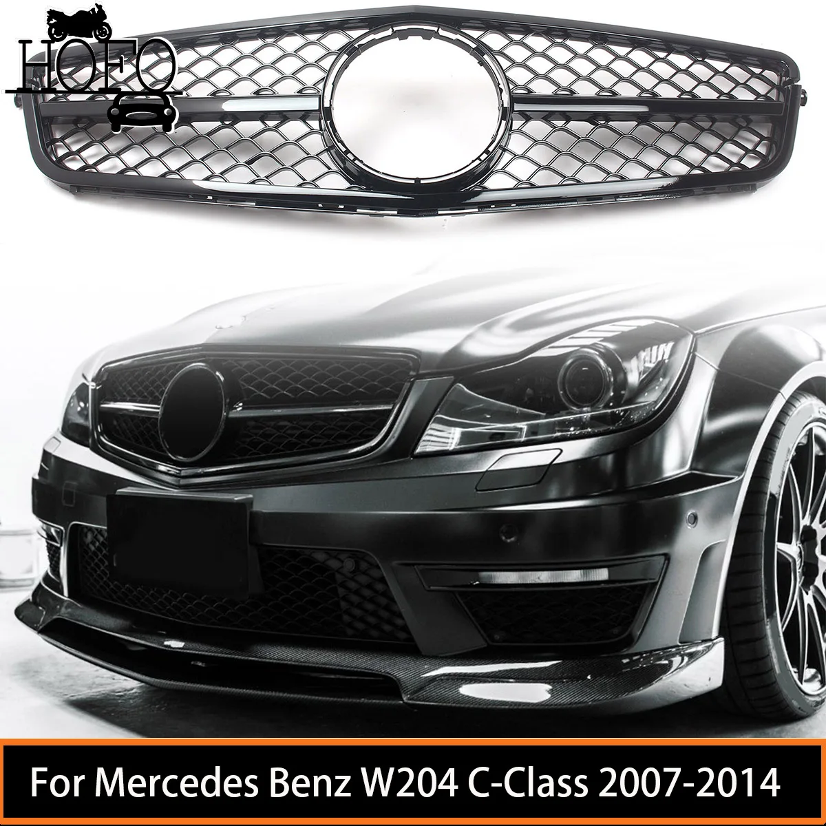 Front Grill Grille Bumper Grill Exterior Part Car Accessories For Mercedes Benz W204 C-Class 2007-2014 Without Camera Hole