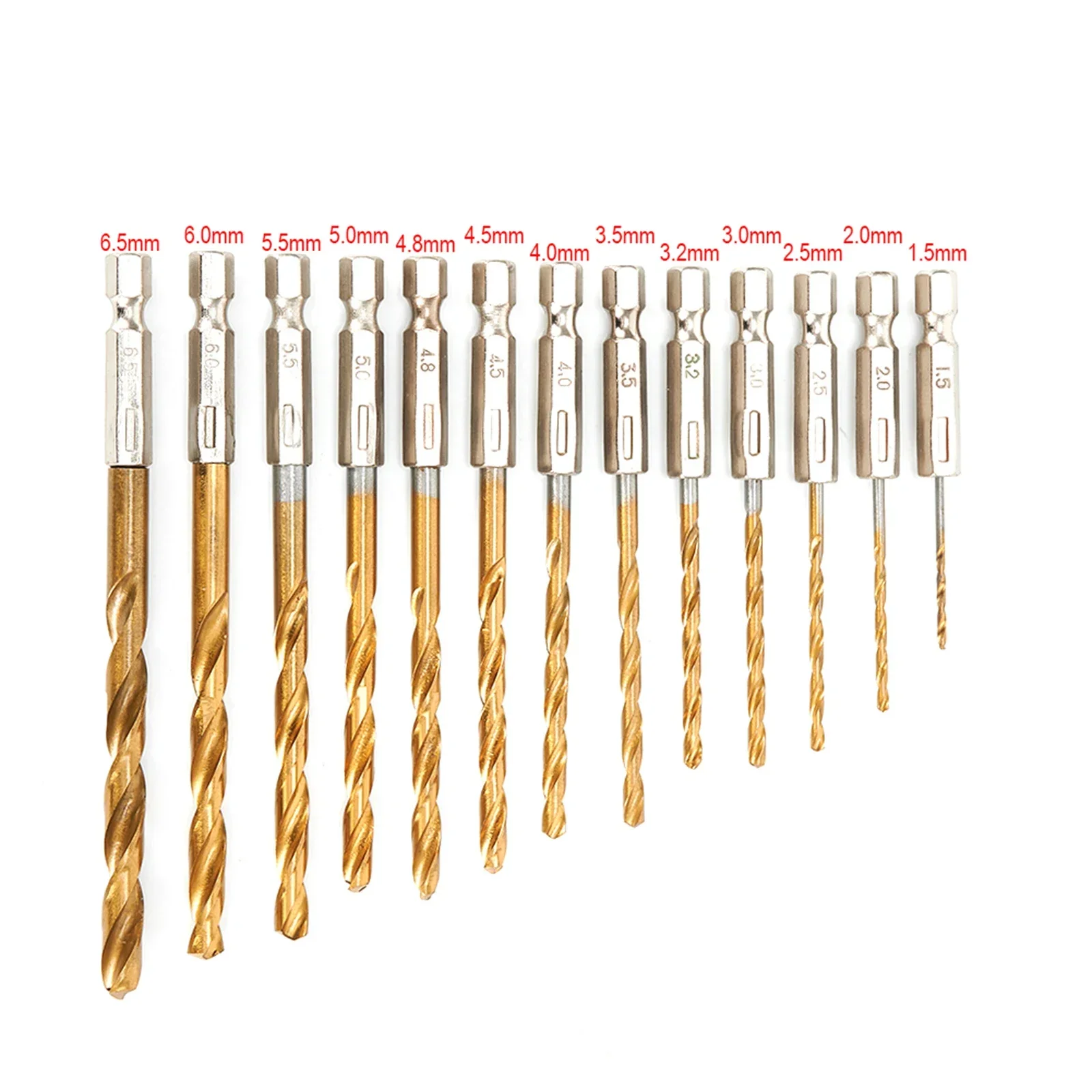 

13pcs HSS High Steel Drill Bit Set, Hex Shank Bits 1 5mm 6 5mm, Long lasting and Suitable for Woodworking and More