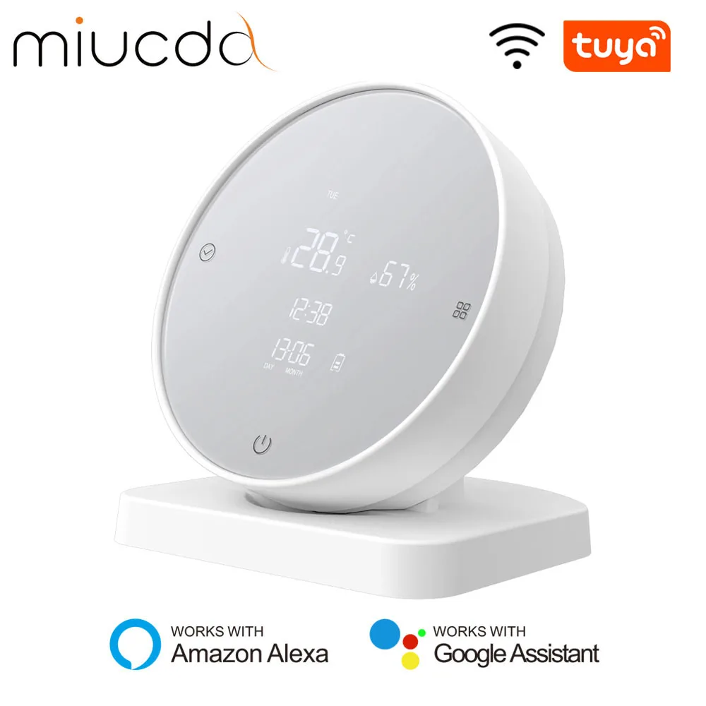 MIUCDA-Sensor Inteligente de Temperatura e Umidade, Tuya WiFi, Detector de Termômetro, Controle Remoto APP, Funciona com Alexa, Google Home, Alice