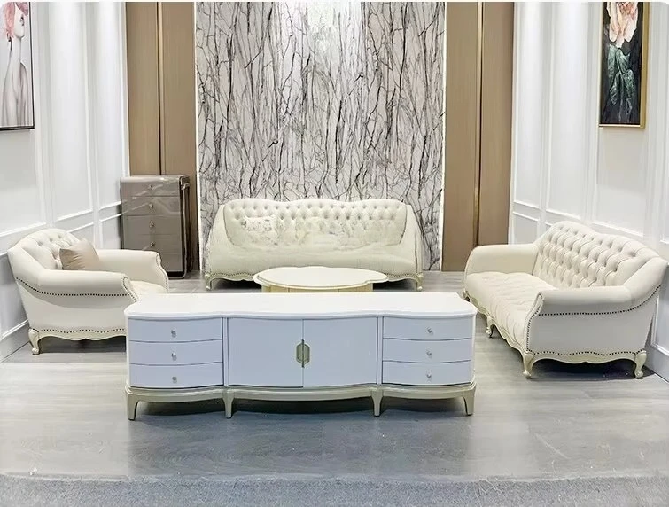 #￥American Light Luxury French Velvet Tufted Two Seat Combination Sofa Southwestern Design Apartment Use High-end Furniture
