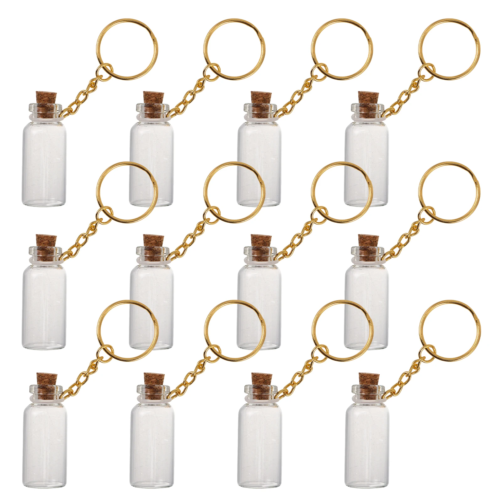 12 قطعة مجموعة زجاجات متمنيا الزجاجية 5 مللي برطمانات شفافة صغيرة مع سدادات الفلين وحلقة مفاتيح للمشروعات اليدوية وهدايا العيد #4