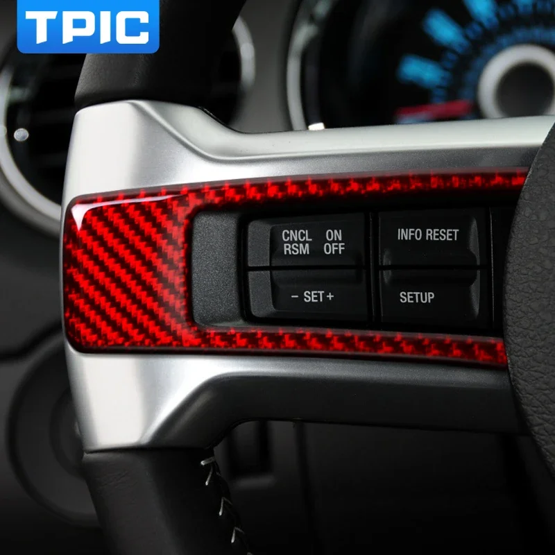 For Ford Mustang 2009-2013 Carbon Fiber Steering Wheel Panel Cover Trim Sticker Car Interior Decoration Tuning Accessories view 5