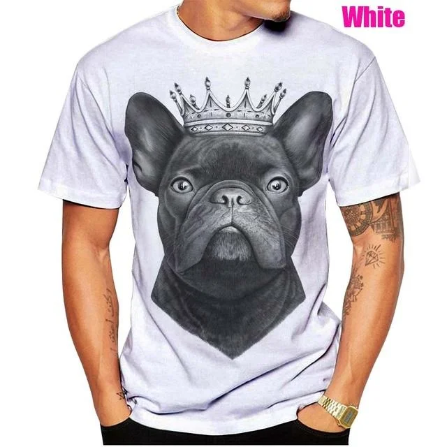 3D Printed T-shirt French Bulldog Men\'s T-shirt Summer Casual Short Sleeved Pet Dog Shirt Top