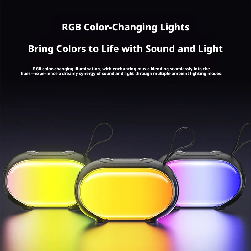 

RGB-подсветка, Bluetooth-колонка с защитой от воды IPX5, 52-мм динамик, беспроводное подключение TWS, Bluetooth-колонка с функцией TWS-сопряжения.