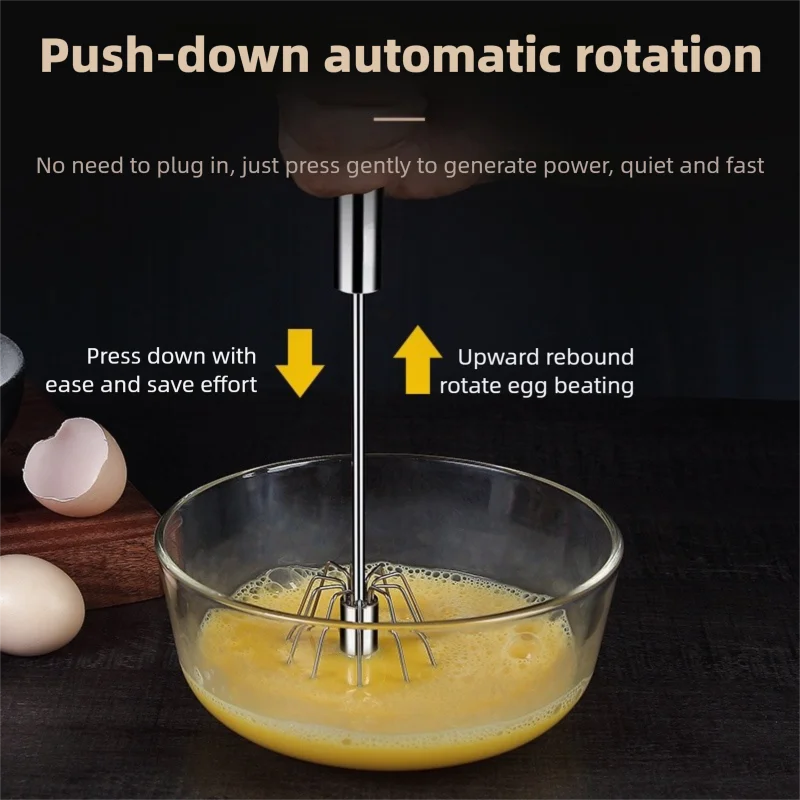 خافق البيض من الفولاذ المقاوم للصدأ، خلاط شبه أوتوماتيكي متين لخلط كريمة البيض بدون جهد، التحريك والضرب لخبز المطبخ #4