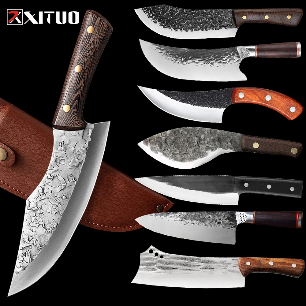 

XITUO Full Tang Handmade Kitchen Knife Ultra-sharp Chopping Boning Fishing Knife Meat Cleaver Chef Cooking Cutter Butcher Knife