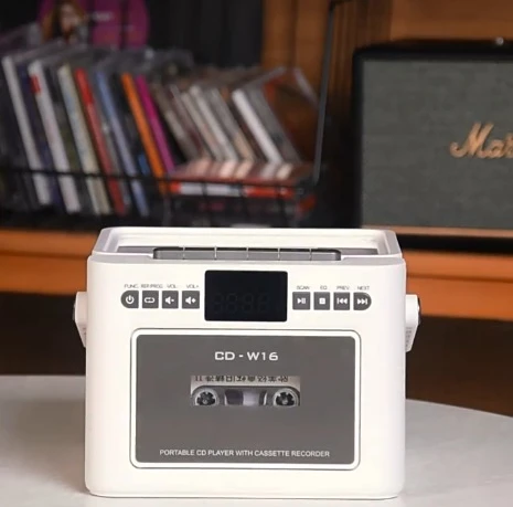 Portable All-in-One CD Player Cassette Player Combo Built-in FM Stereo Radio Home Audio Player