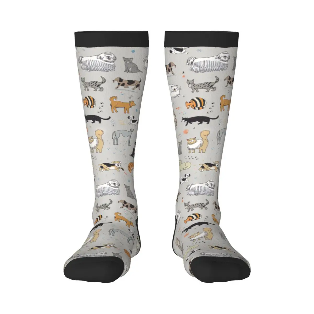 

1 упаковка, длинные носки выше колена с милыми кошками и собаками, носки для средней школы