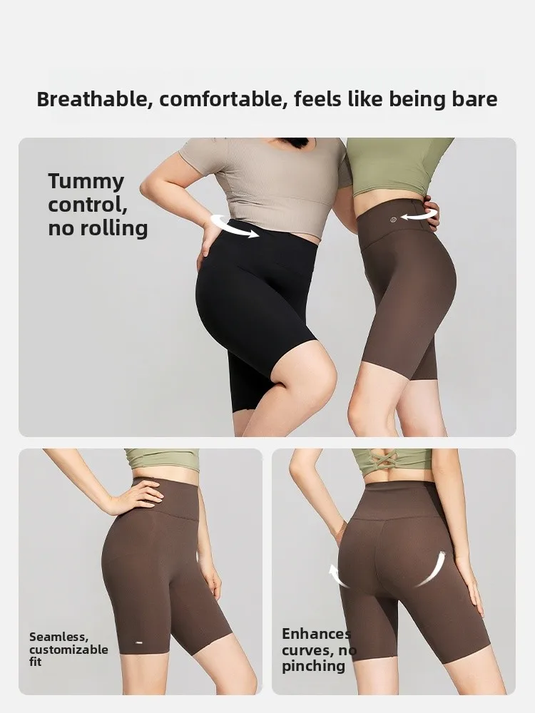 아이스 실크 피트니스 바지 울트라 씬 타이트 요가 바지 플러스 사이즈 여성용 피트니스 및 운동용 다섯 분의 네 길이 바지