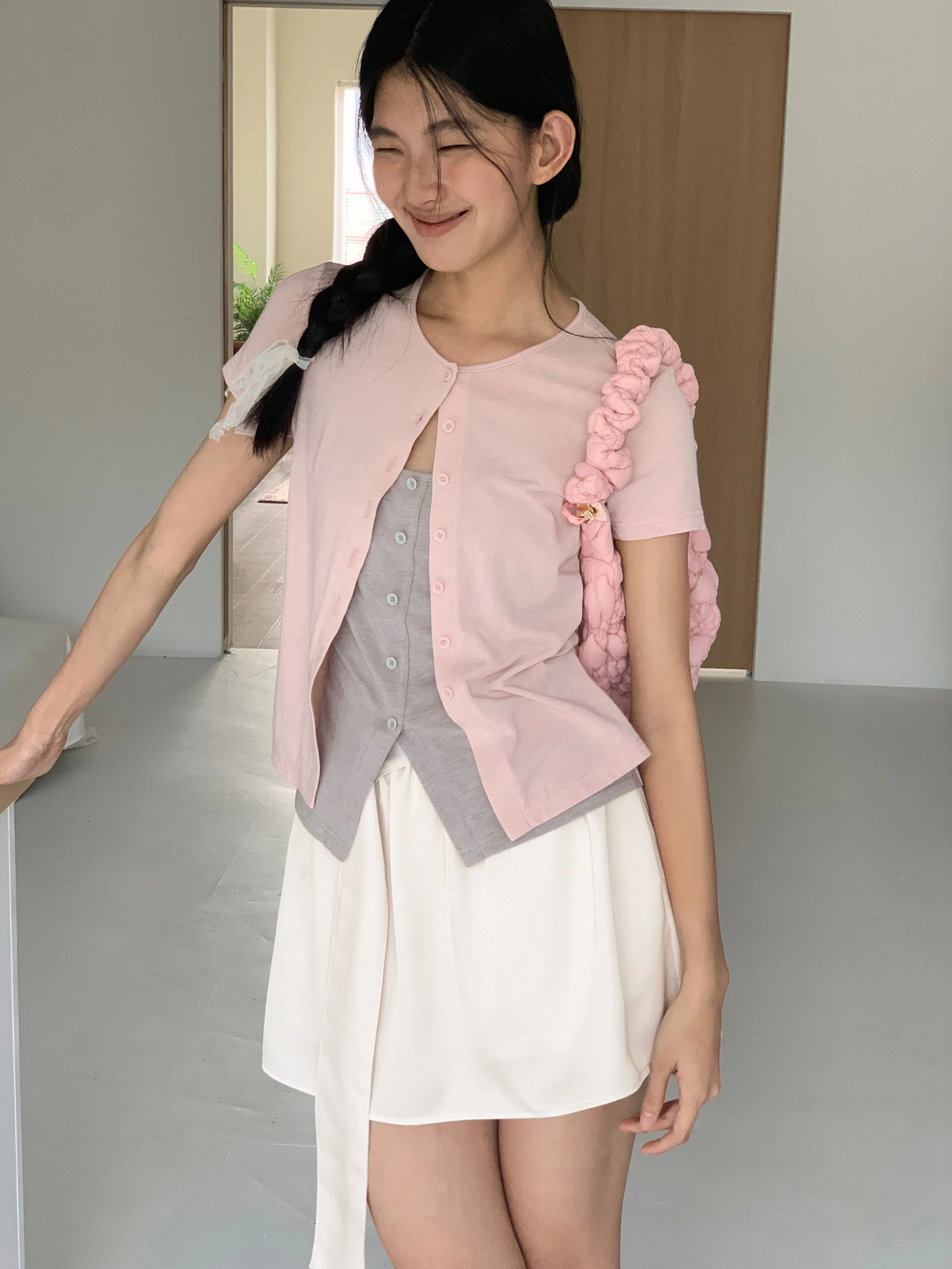 EighthMonth Short Halter Neck Polka Dot Women's Dress Summer New Style Slimming Skirt High Waist A-Line Polyester Fabric