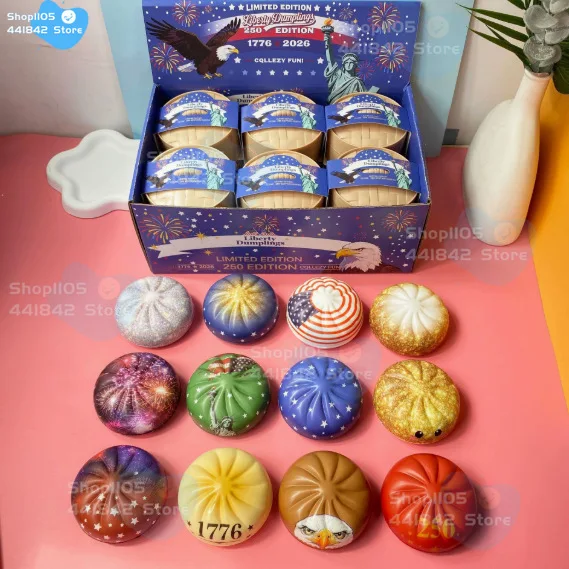 

2026 Dumpling Squishy Simulation Ball Ornament Soft Decompression Decorations Funny Squeeze Fidget Gifts Independence Day Gift