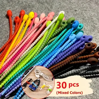 Silicone Reusable Cable Organizer Storage Bag Tie, Wire Management Zipper Tie, Multi-Functional Bag Clip, Organizer Clip Cable 1