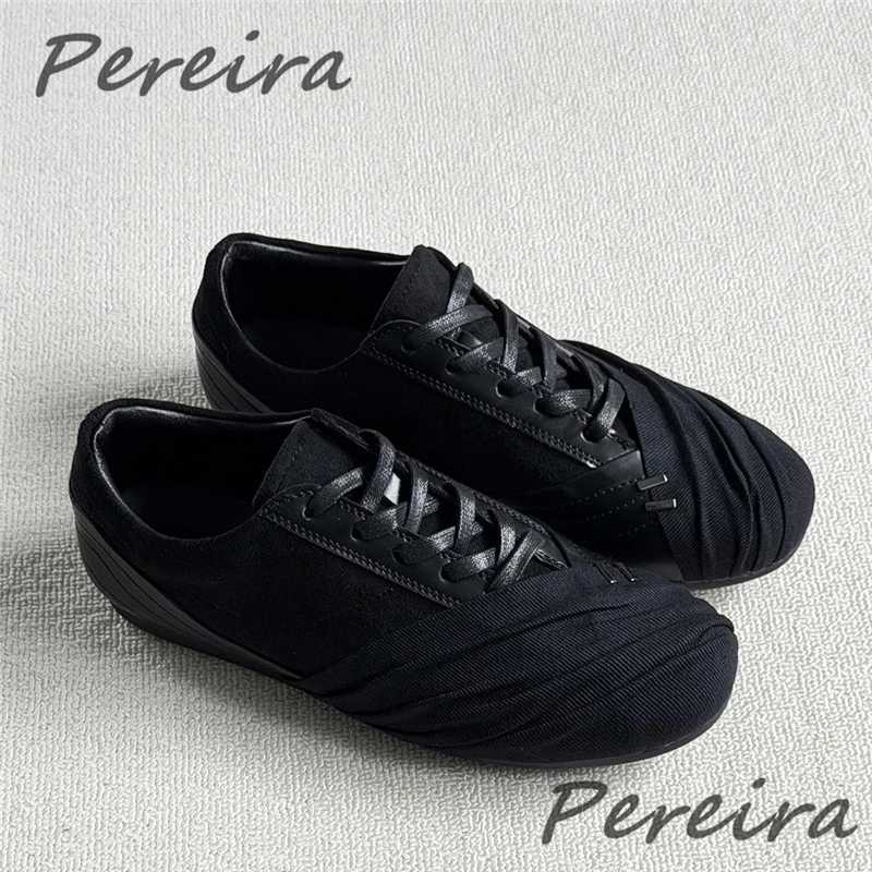 Retro Suede Patchwork Soft Soled Training Shoes Round Toe Lace Up Board Shoes Outdoor Trendy Comfortable Men's Casual Sneakers