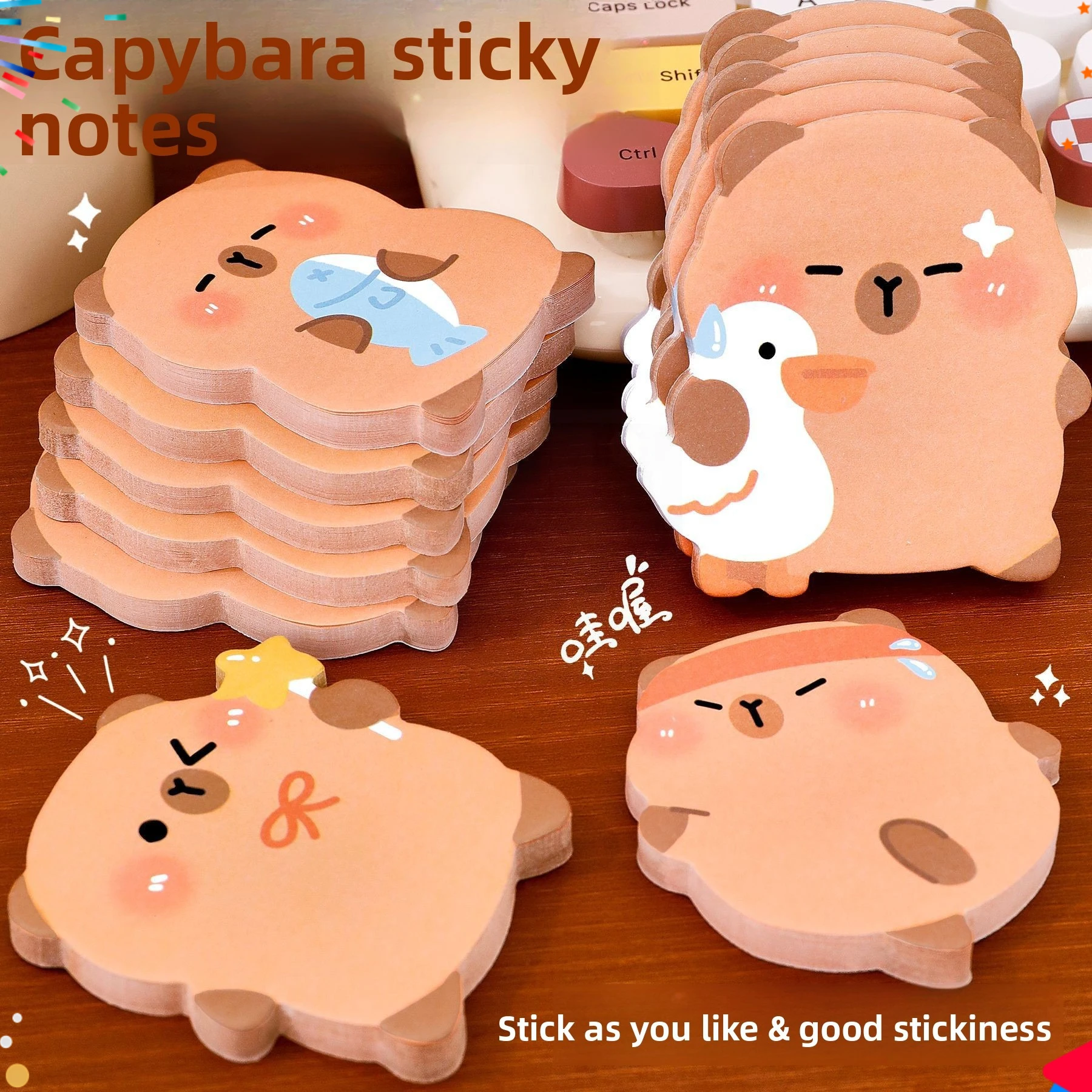 12 Stück Kapibara-Schreibblöcke in Form von Notizen für Studenten, niedlich, hochwertige Nachricht, klebrige Capybara N-mal, zurück zur Schule