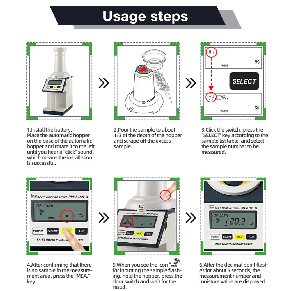 PM-8188-A Getreide Feuchtigkeit Meter Feuchtigkeit Analysator LCD Display Körner Temperatur Meter Sojabohnen Weizen Erdnüsse Feuchtigkeit Tester