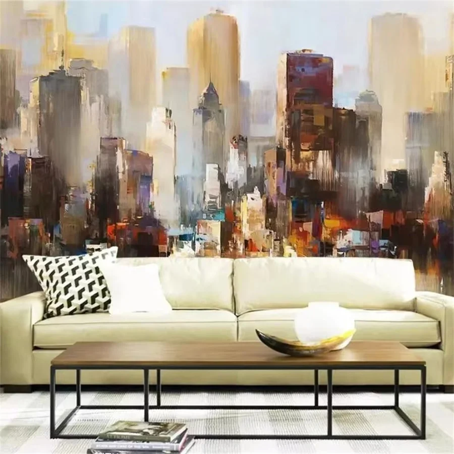 

Custom wallpaper portrait 8d mural stereo seaside city landscape oil painting living room bedroom TV background wall home decor