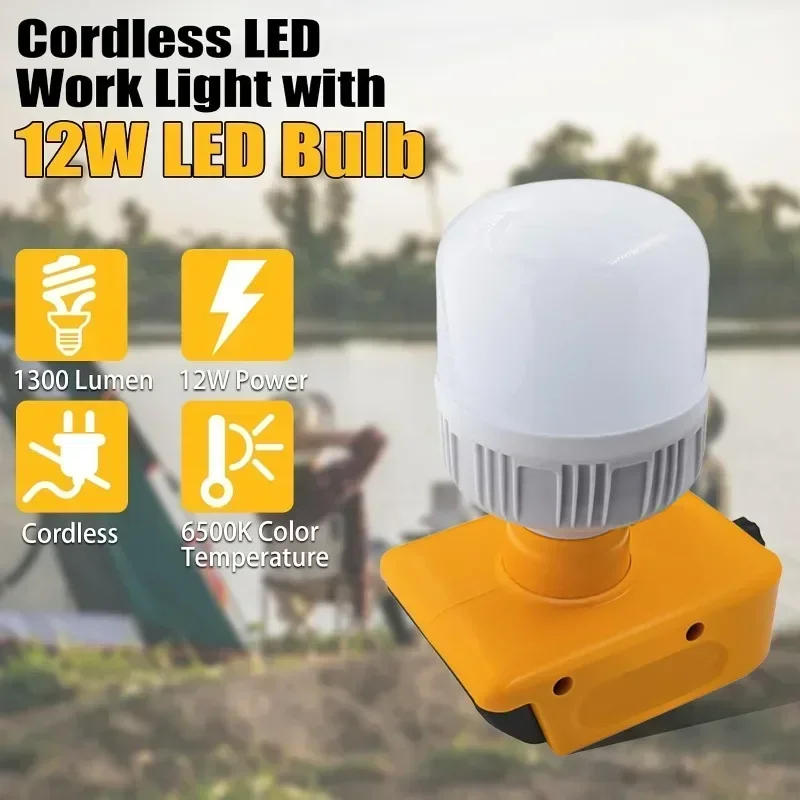 1300LM Floodlight Spotlight Work Light For Dewaltt DCB181 DCB182 DCB200 18V 20V Lithium battery Table Lamp With Light Bulb
