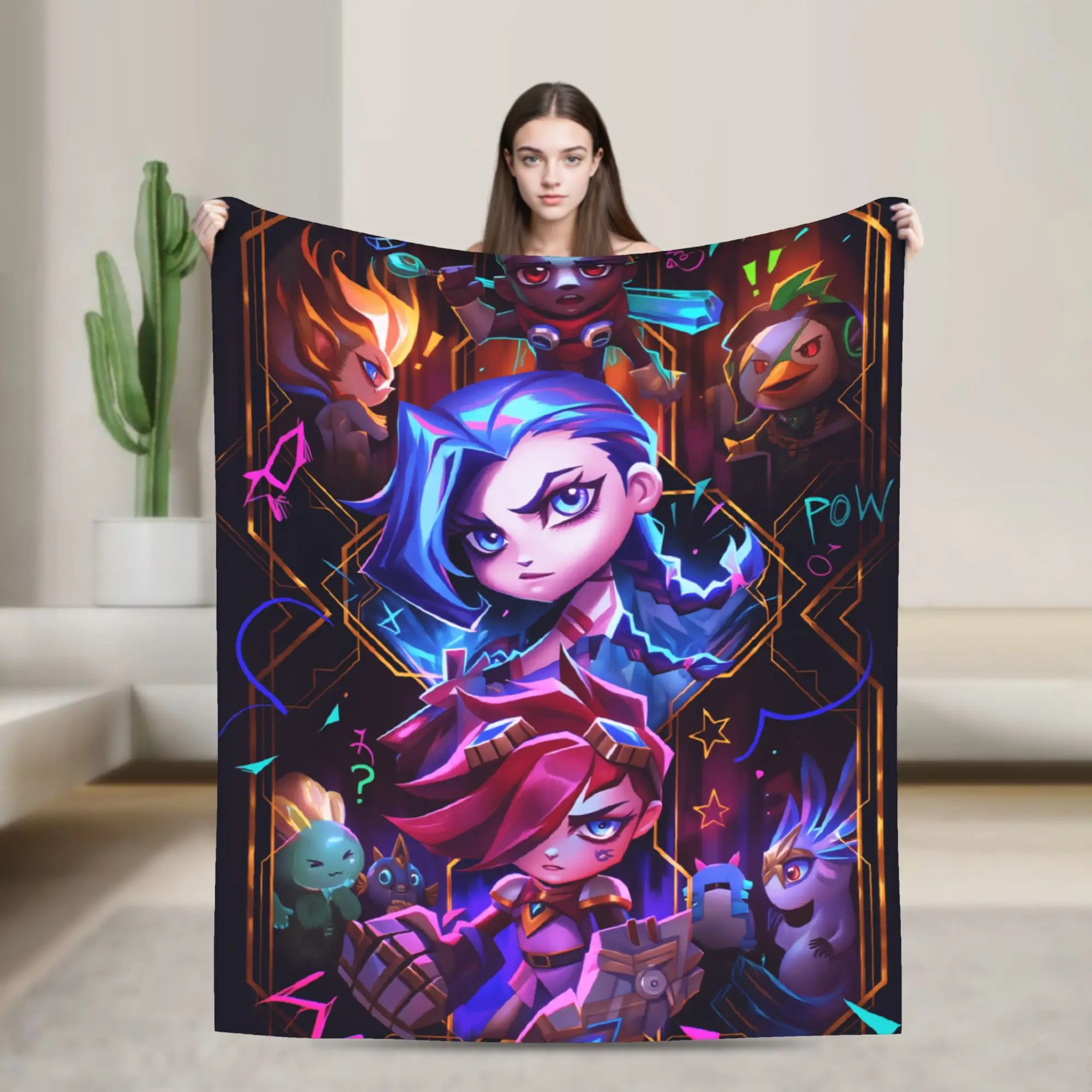 Arcane Flannel Blanket Viktor Game Anime Jinx Jayce Jesus Sevika  Soft Warm Throw Blanket for Bedroom Bedspread Sofa Bed Cover