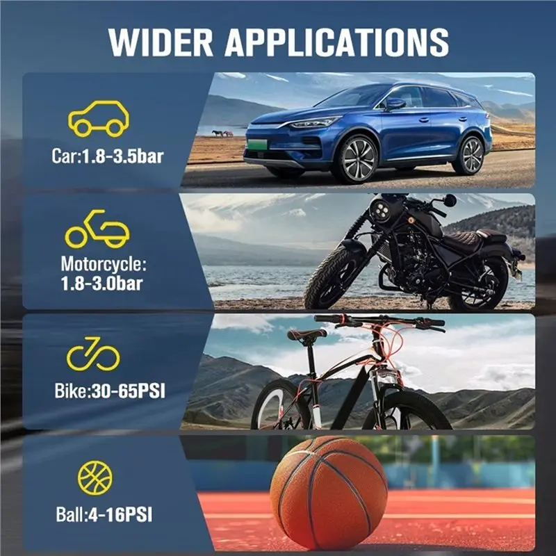 2D 25% Velocidade Boost Mini Compressor de Ar Elétrico Portátil Tesouro 150PSI Tipo-C LED Inflador Multiferramenta