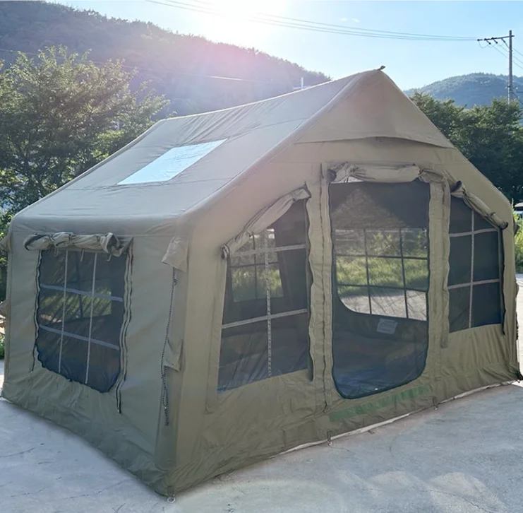4-Season luxury air canvas large inflatable camping outdoor waterproof tent