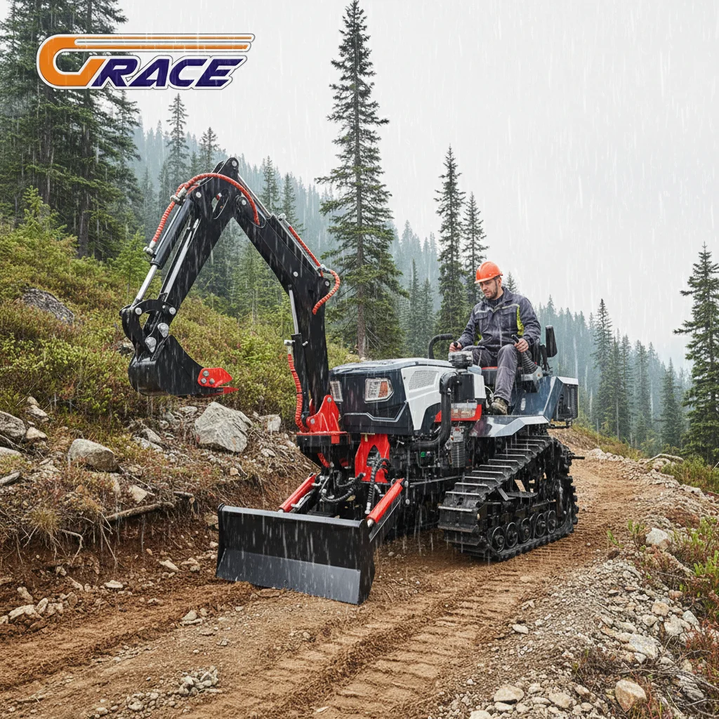 

Farm Use Mini Crawler Tractor With Excavator 25HP 35HP Diesel Power Tiller Cultivator Agricultural Machine