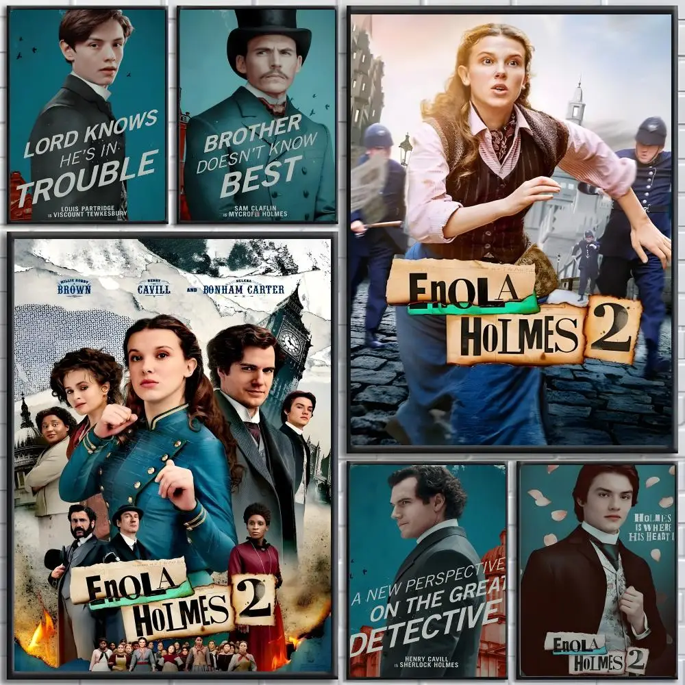 Film E-Enola H-Holmes Poster posters for bedrooms and living rooms—high-definition cartoon movie-themed wall art.