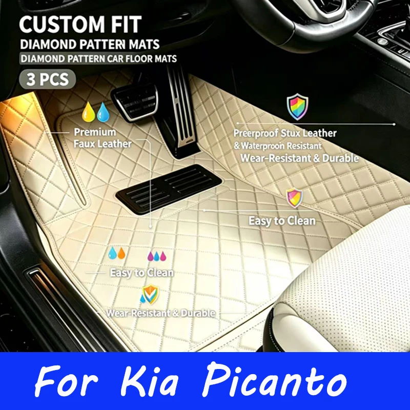 Alfombrillas de cuero para el suelo del coche, para Kia Picanto Morning Grand Eko Taxi JA 2012 ~ 2017, 5 puertas, Tapete antisuciedad para coche