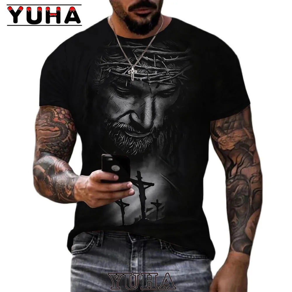 Mannen Jezus Christus 3D Print T-shirts Mannen Vrouwen Zomer Mode Toevallige Korte Mouwen Cool T-shirt Harajuku Streetwear Oversized Tops