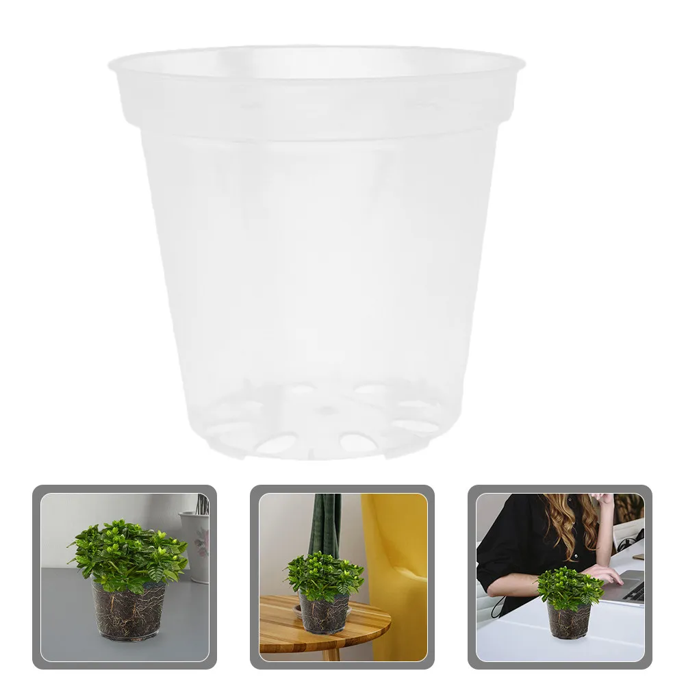 6Pcs Clear Plastic Orchid Pots with Drainage Holes for Healthy Root Growth Indoor Outdoor Gardening Universal Transparent