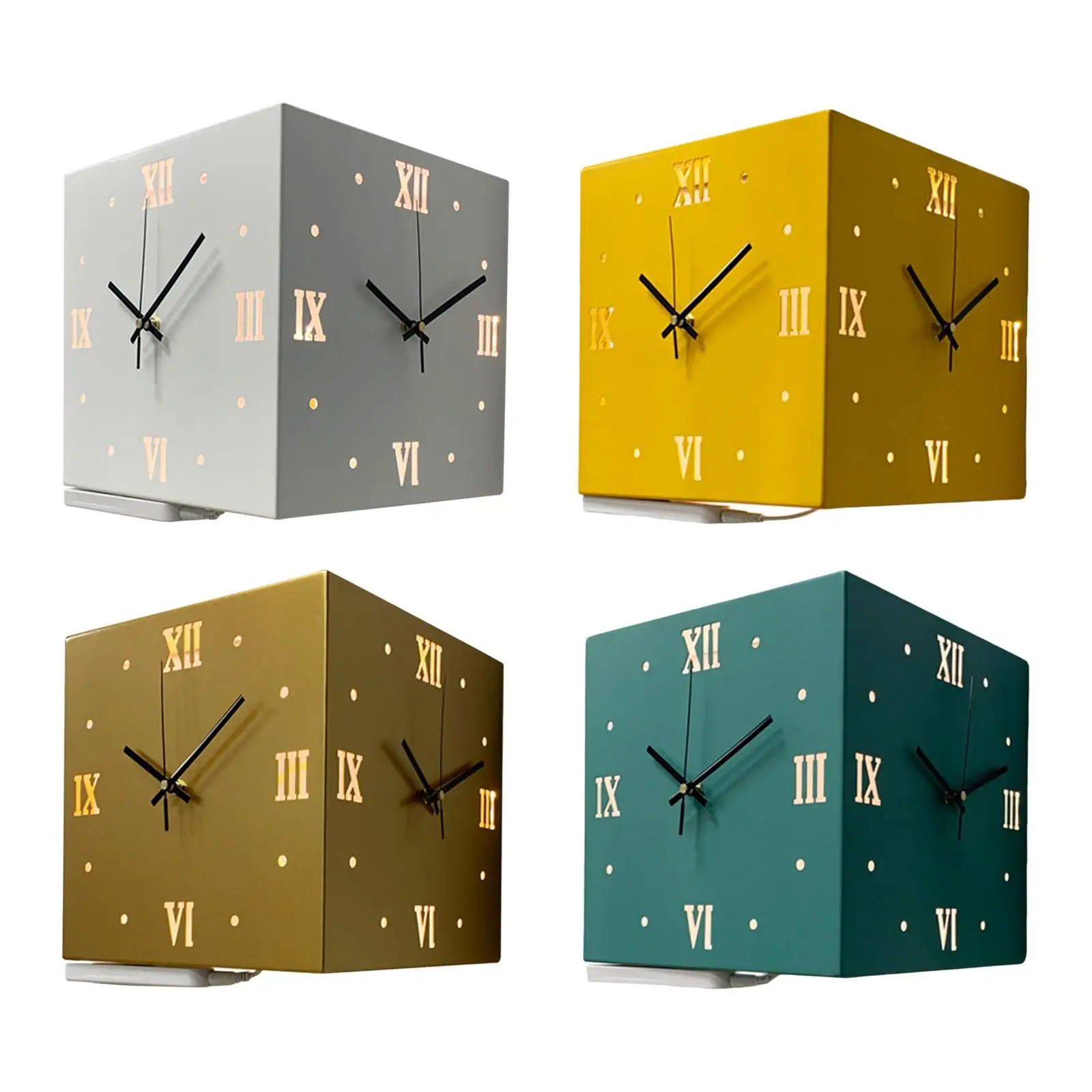 Corner Wall Clock Creative Vintage Decorative Easy to Read Square Silent Wall Clock for Patio Bedroom Kitchen Living Room Office