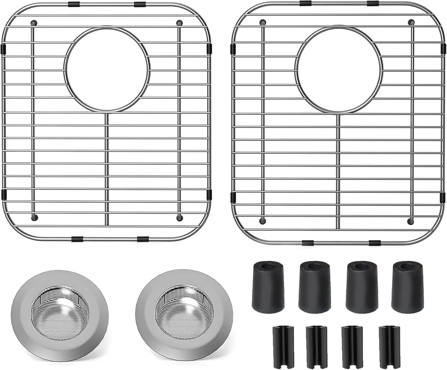 

Набор из 2 защитных решеток для раковины из нержавеющей стали, 13,2x11,6x1,2 дюйма, с дренажным отверстием, антикоррозийная нижняя решетка и фильтры
