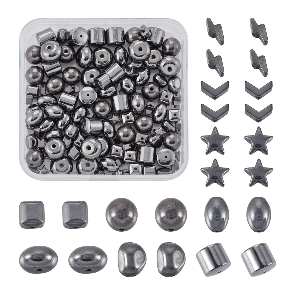 135Pcs Non-magnetic Synthetic Hematite Beads Star Nuggets Oval Round Bead for jewelry making DIY bracelet necklace decor