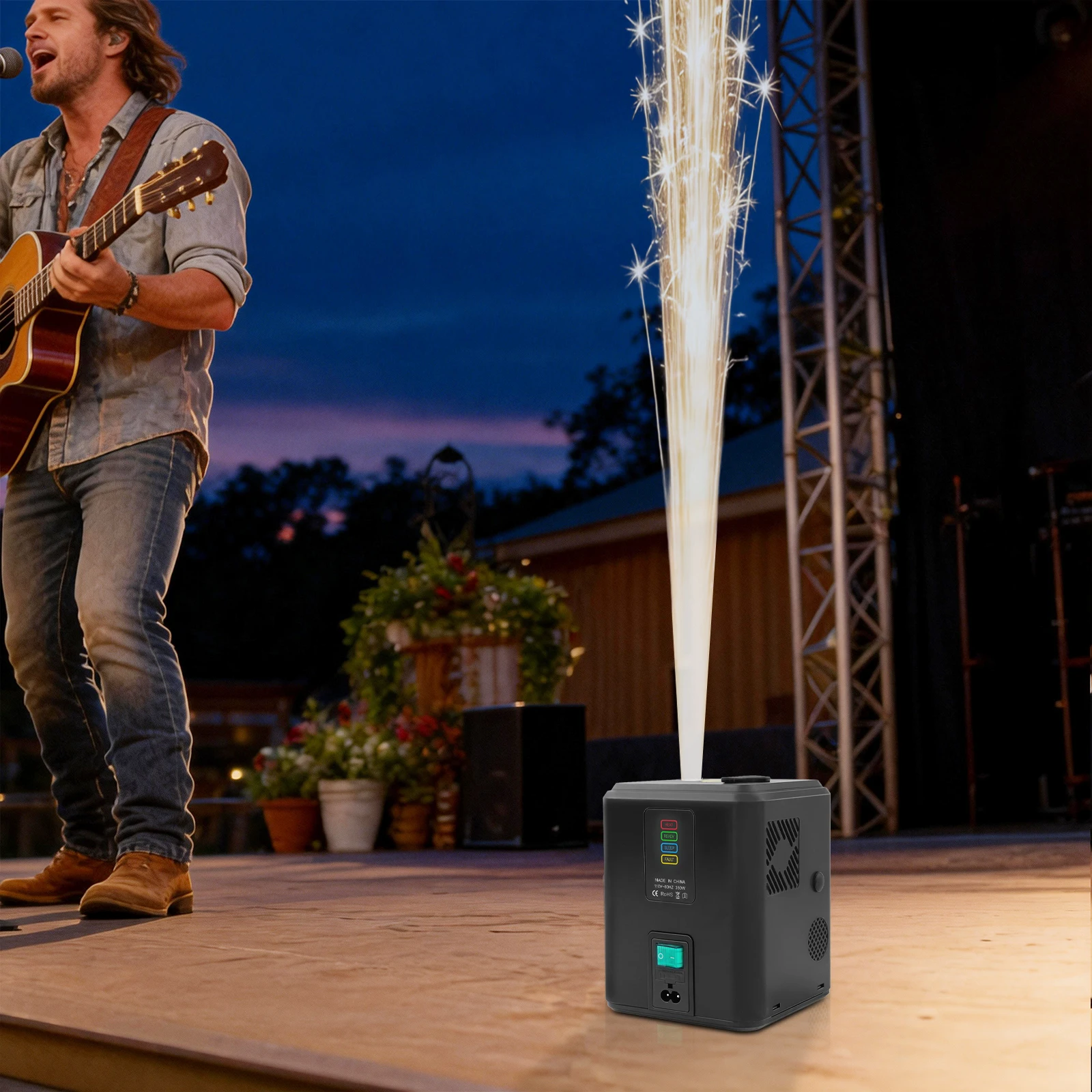 Mini Cold Spark Machine, 350W Stage Effect Lighting with Remote Control, ABS Floor Standing Visual Effect Device for DJ Weddings Parties Concerts view 3
