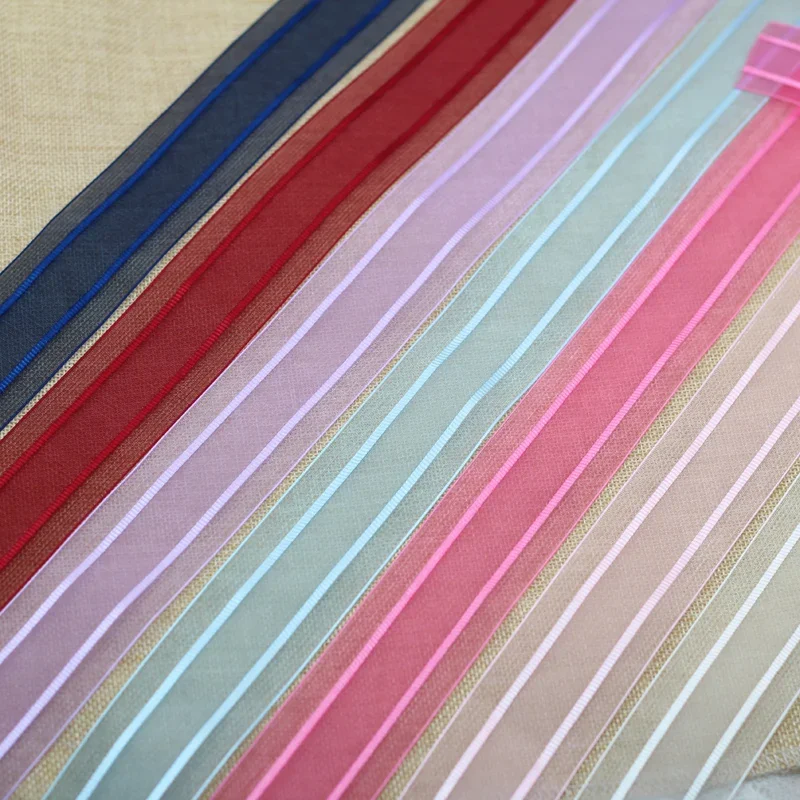 1meter/lot 38mm Stripe Broadside Organza Chiffon Ribbon Party Wedding Decoration Gift Wrapping Christmas DIY Hair Accessories