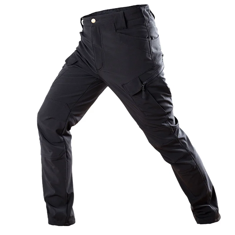 Winter outdoor fleece softshell pants, waterproof tactical pants, windproof and warm training pants, camping and hiking pants