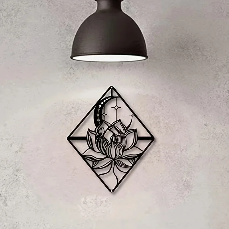 Hello Young Metal Lotus Decor Wall Art Moon Flower Ornament Wall Mounted Decoration Logo Hanging Sculpture Home Decoration Craft